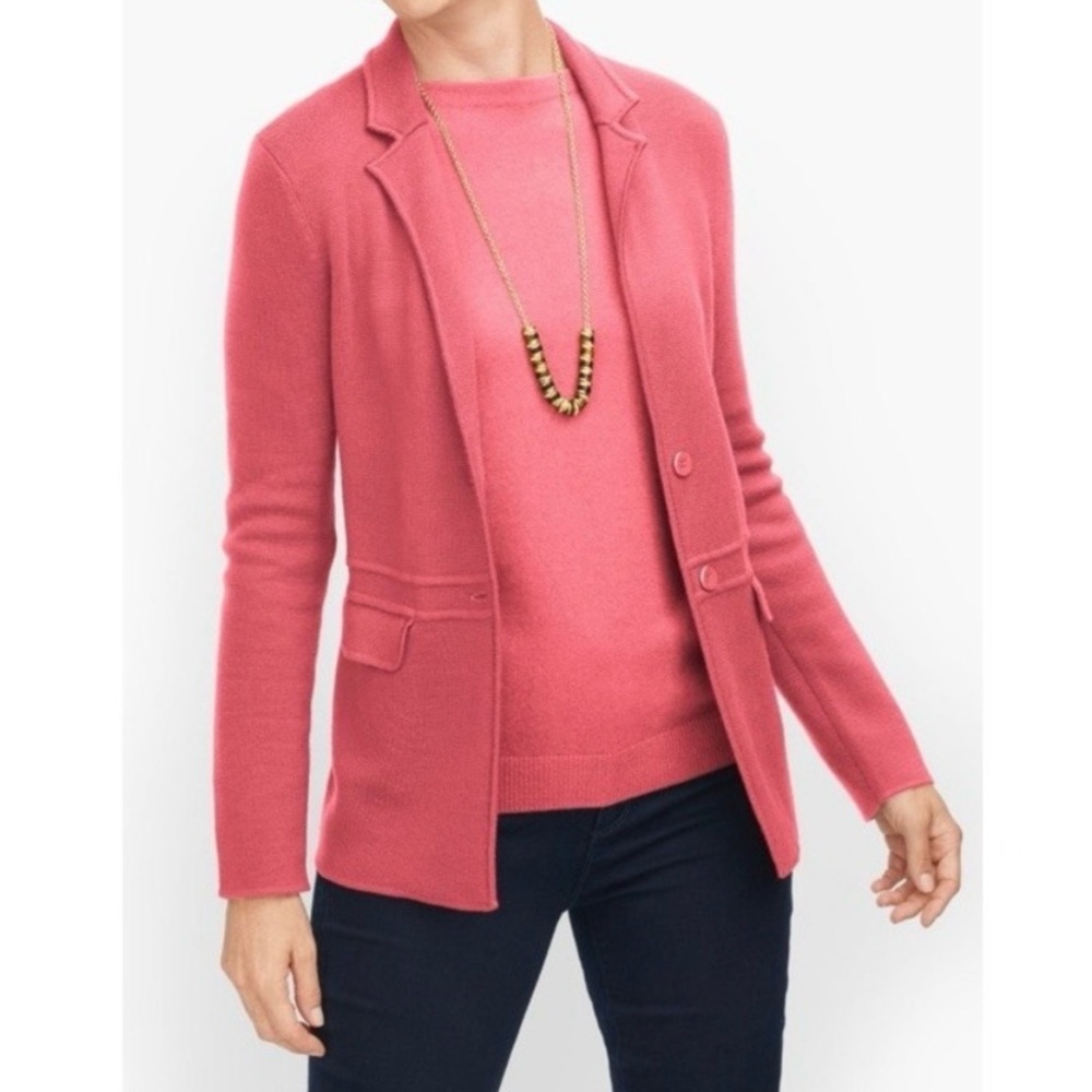Talbots Merino Wool Sweater Jacket Shacket in Pink Women’s Size Medium